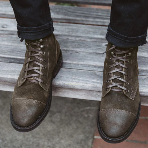 Men's Signature Leather Boots - Dark Olive